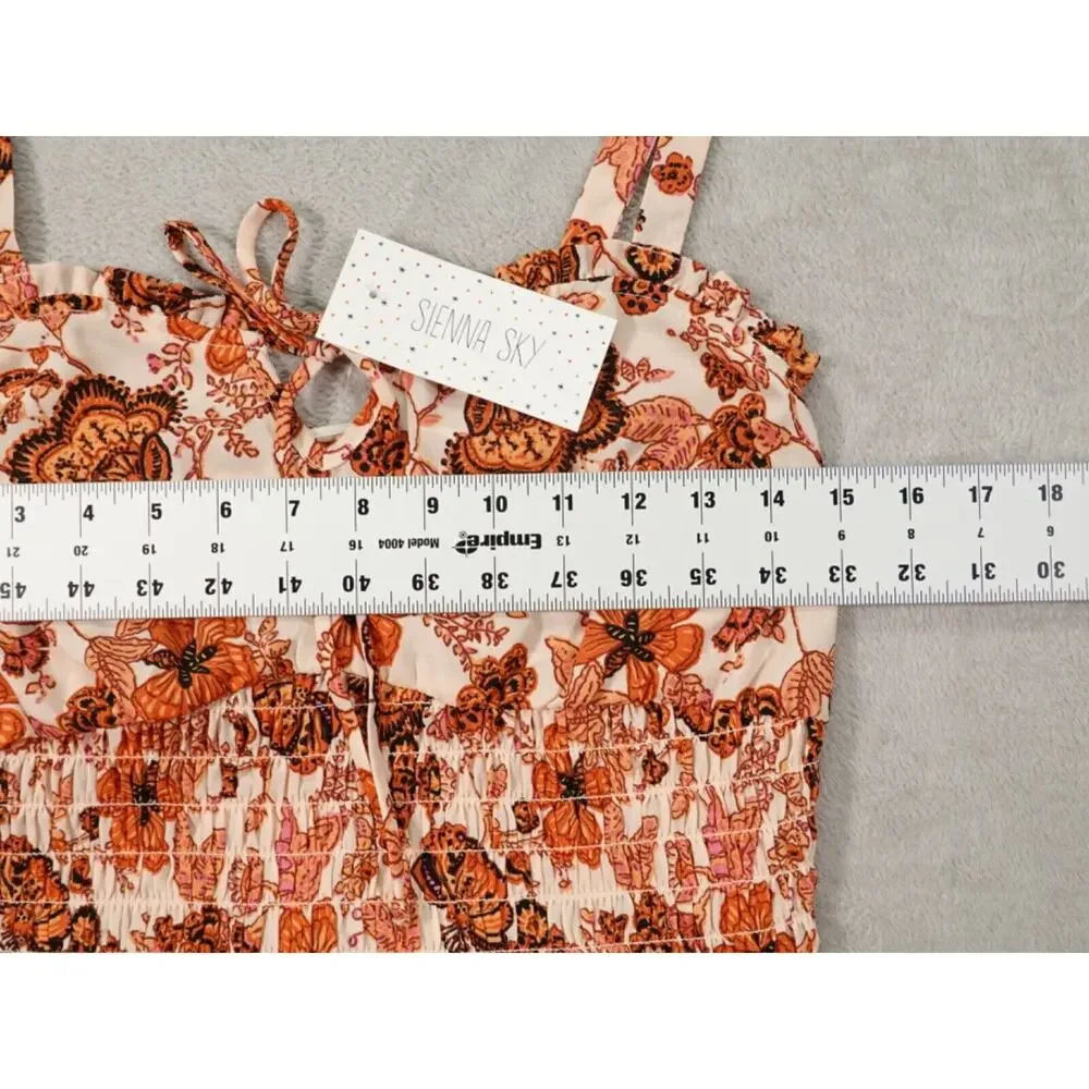 Sienna Sky Womens Orange Floral Cropped Tank Top Blouse Size L - Picture 3 of 9